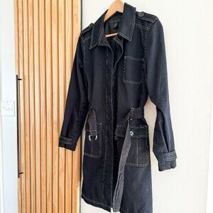 apostrophe Black Trench Coat with Belt (10) Cotton Stretch